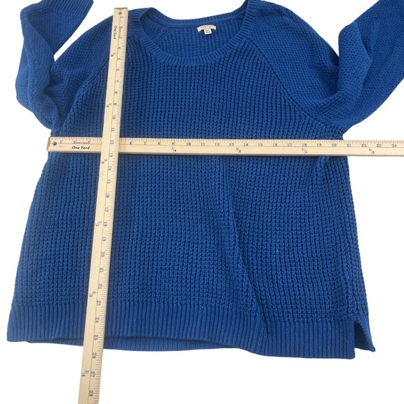 Sonoma Life+Style Womens 3X Sweater Blue Cotton/Acrylic Waffle Knit - Picture 3 of 5